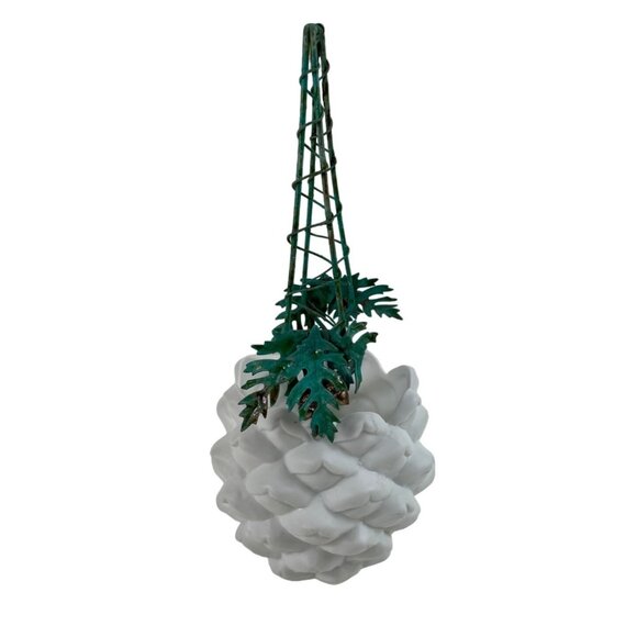 Vintage Dept 56 Balsam GreeneryPine Cone Hanging Planter Christmas Ceramic Metal - Picture 4 of 14